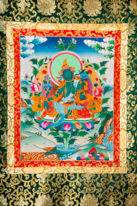 Green Tara. The reasons behind the choice of a Buddhist thangka are numerous and are linked to our state of mind and emotions. The most common reason to have your own Buddhist statue is to use it as:      An instrument of devotion: A Buddhist thangka can help you to better identify and remember the qualities of divinity and integrate them into your practice using the teachings of Buddhism.     A support for meditation practices: Through the thangka and deity visualization, you can practice various exercises to find inner peace.     A blessing to your personal or professional environment: Buddhist thangkas can be consecrated and blessed by your lama / teacher / spiritual friend. Your daily routine while passing the thangka, will be to remind you of the qualities of the deity and / or make offerings to him (incense, flowers, saffron water, etc.).     An appreciation of the work of art: you recognize the artistic quality of this work and thus contribute to perpetuating this craft tradition. You can of course use it to create a specific atmosphere in your living space.